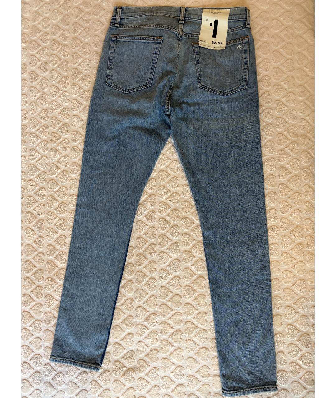 RAG & BONE Голубые хлопковые джинсы скинни, фото 6