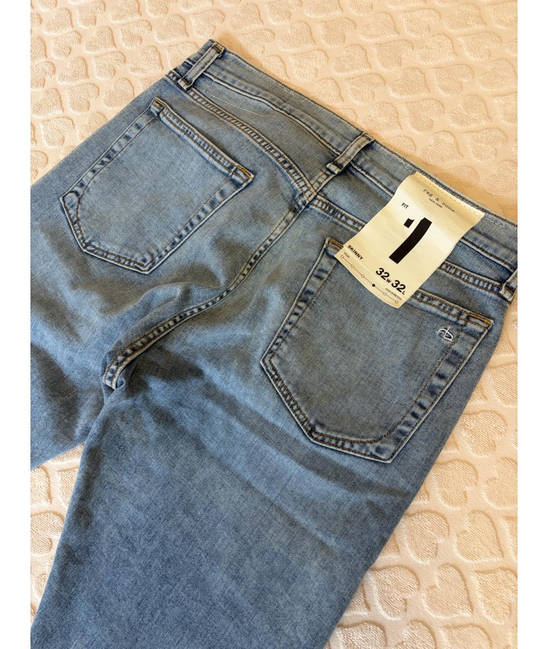 RAG & BONE Голубые хлопковые джинсы скинни, фото 4