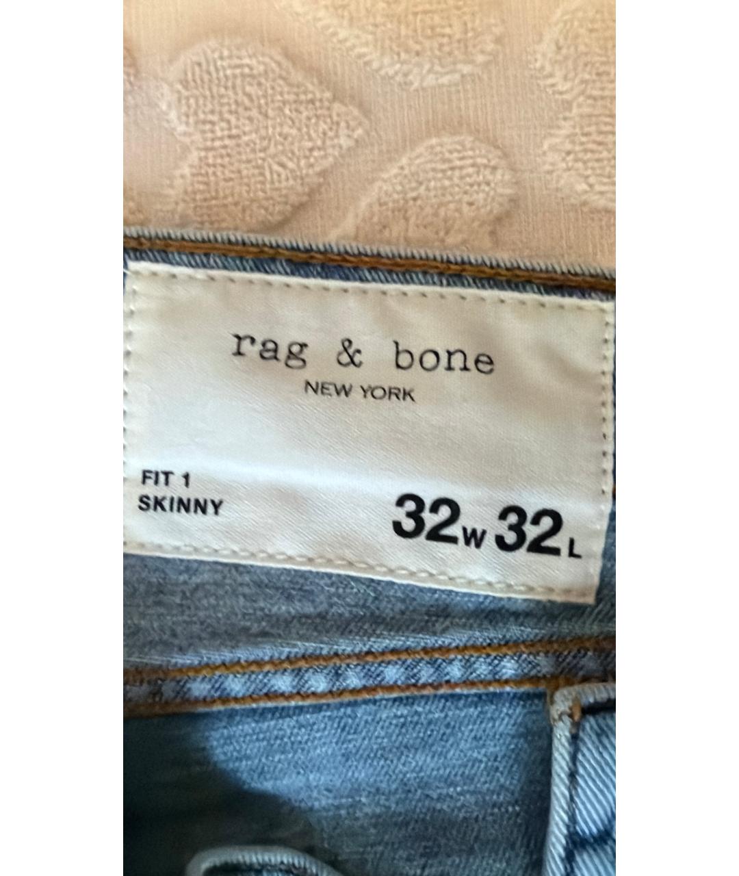 RAG & BONE Голубые хлопковые джинсы скинни, фото 8