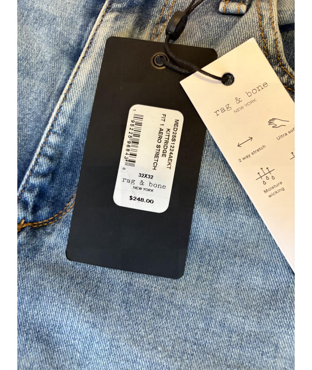 RAG & BONE Голубые хлопковые джинсы скинни, фото 7
