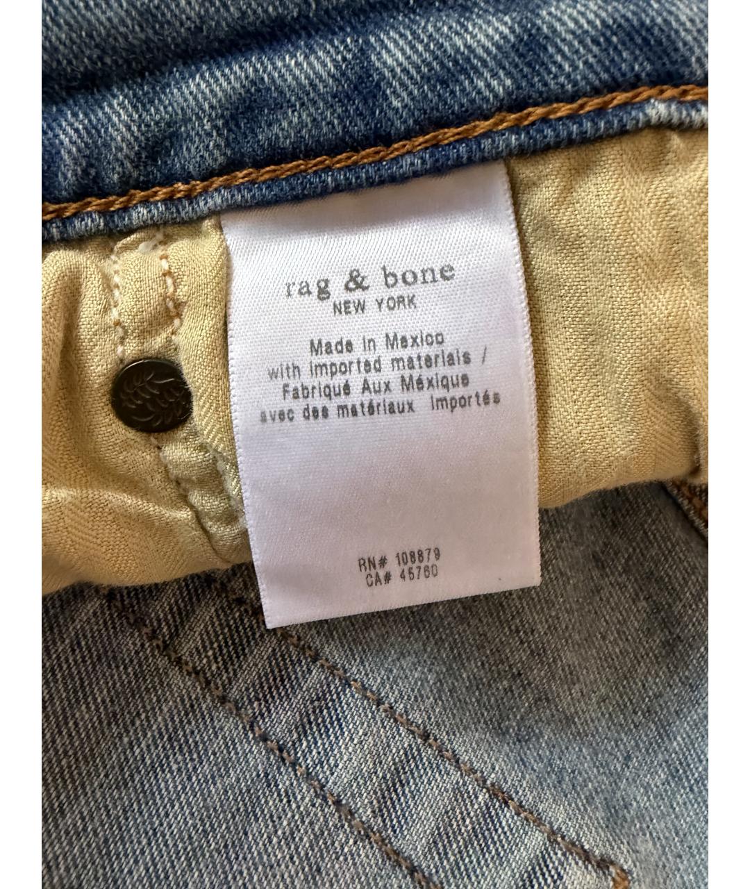 RAG & BONE Голубые хлопковые джинсы скинни, фото 9