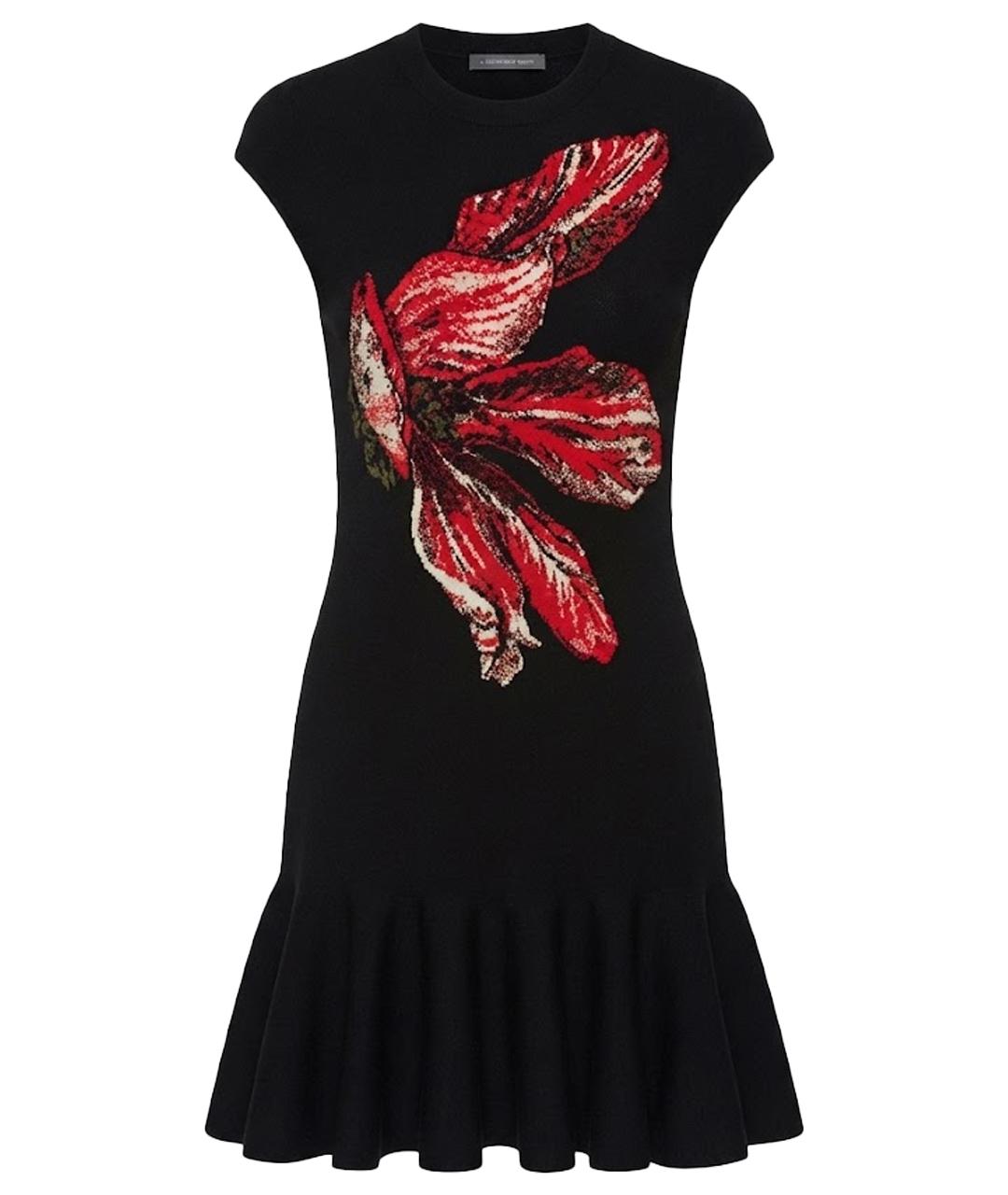 ALEXANDER MCQUEEN Черное шерстяное повседневное платье, фото 1