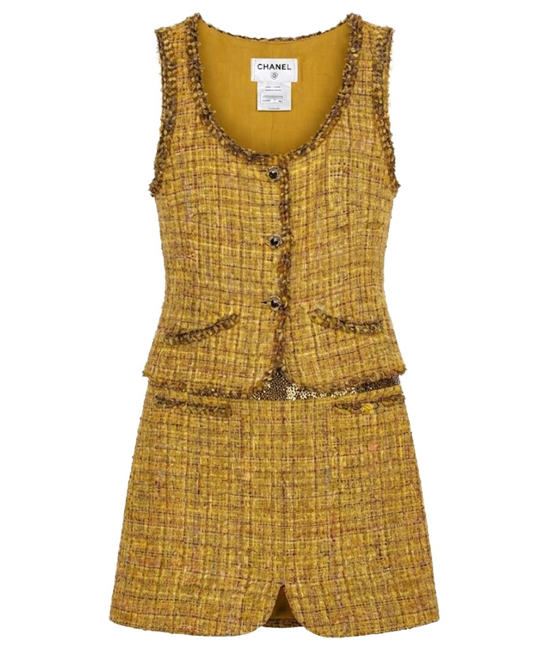 CHANEL Горчичный твидовый костюм с юбками, фото 1
