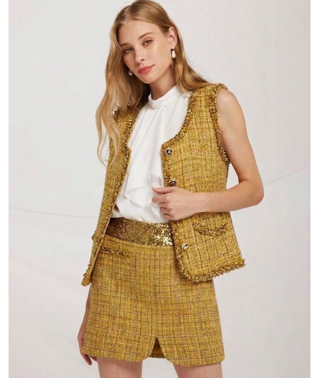 CHANEL Горчичный твидовый костюм с юбками, фото 5