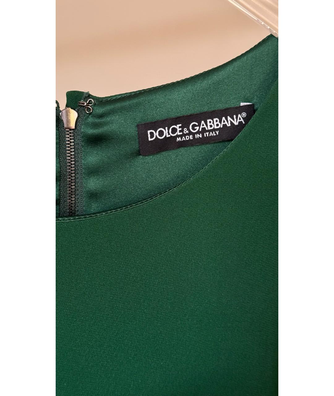 DOLCE&GABBANA Зеленое вискозное коктейльное платье, фото 2