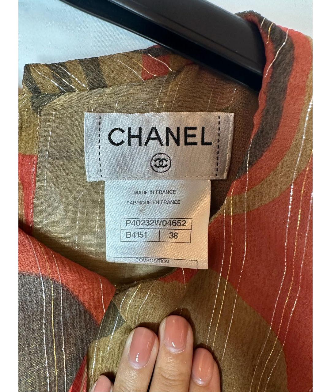 CHANEL Оранжевая шелковая блузы, фото 3