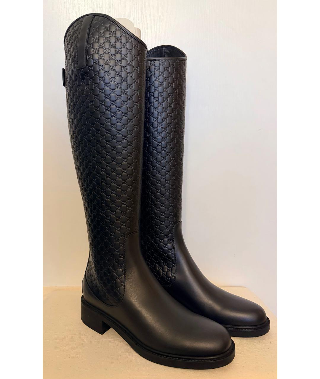 GUCCI Черные кожаные сапоги, фото 3