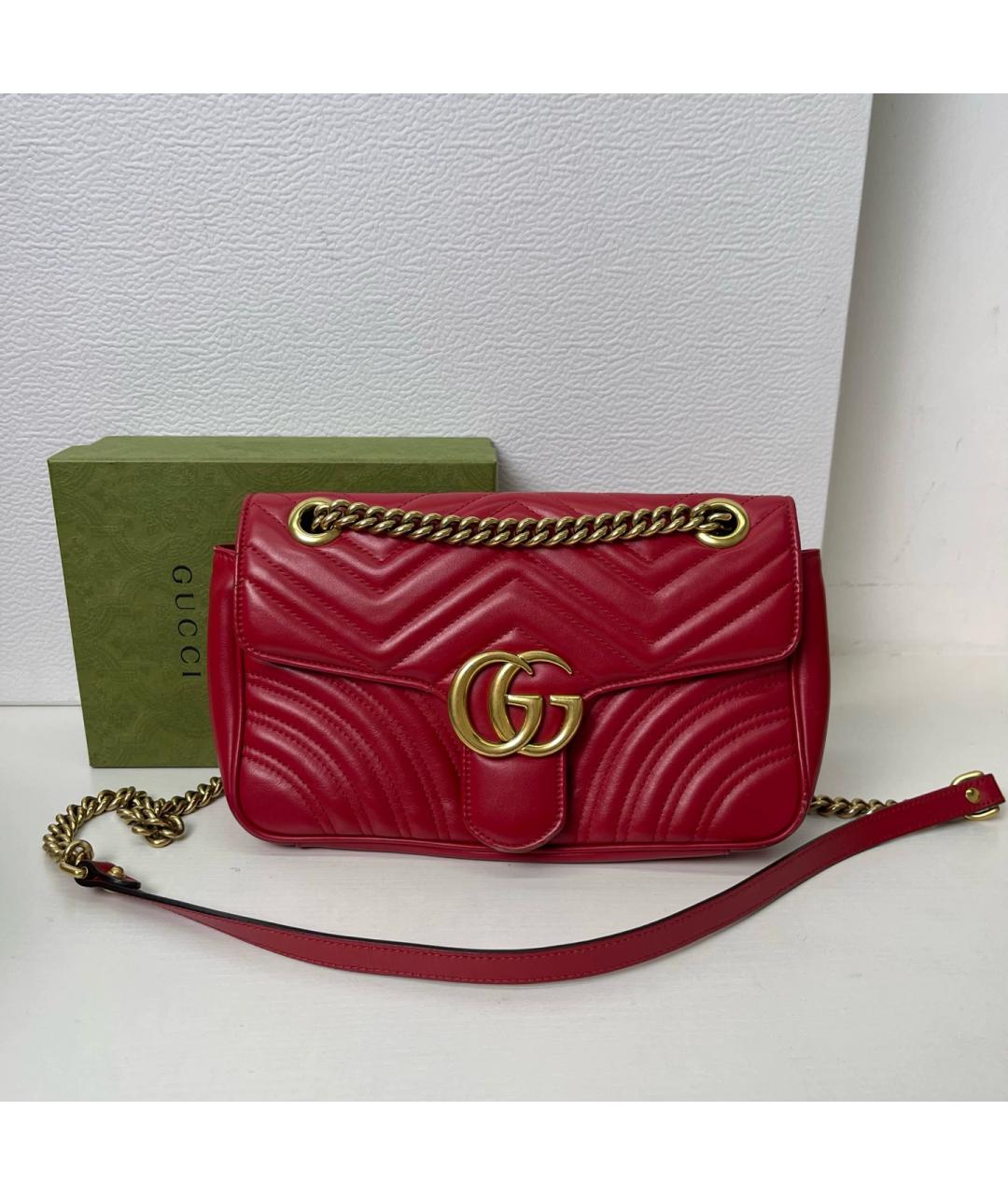 GUCCI Красная кожаная сумка через плечо, фото 7