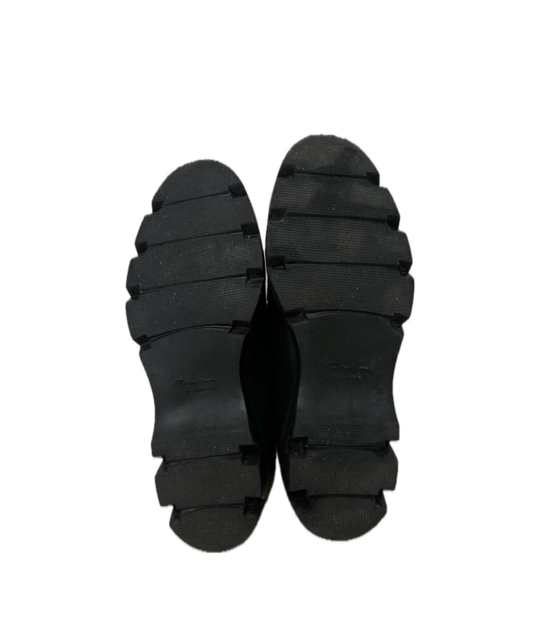 SANTONI Черные кожаные ботинки, фото 5