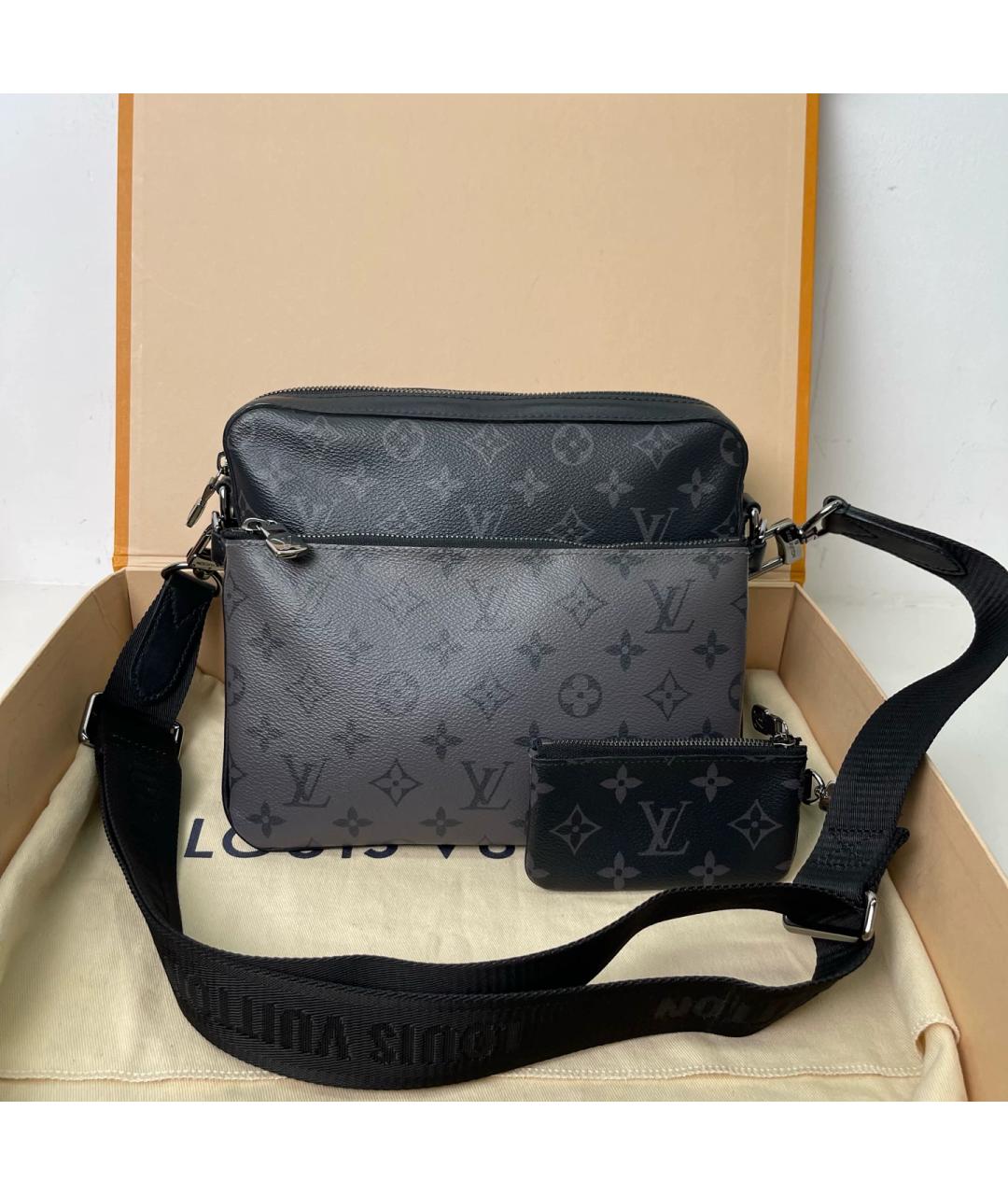 LOUIS VUITTON Черная сумка через плечо из канвы, фото 10