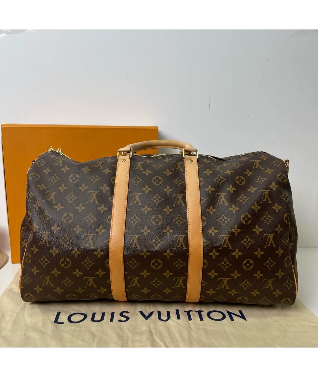 LOUIS VUITTON Коричневая дорожная/спортивная сумка из канвы, фото 5