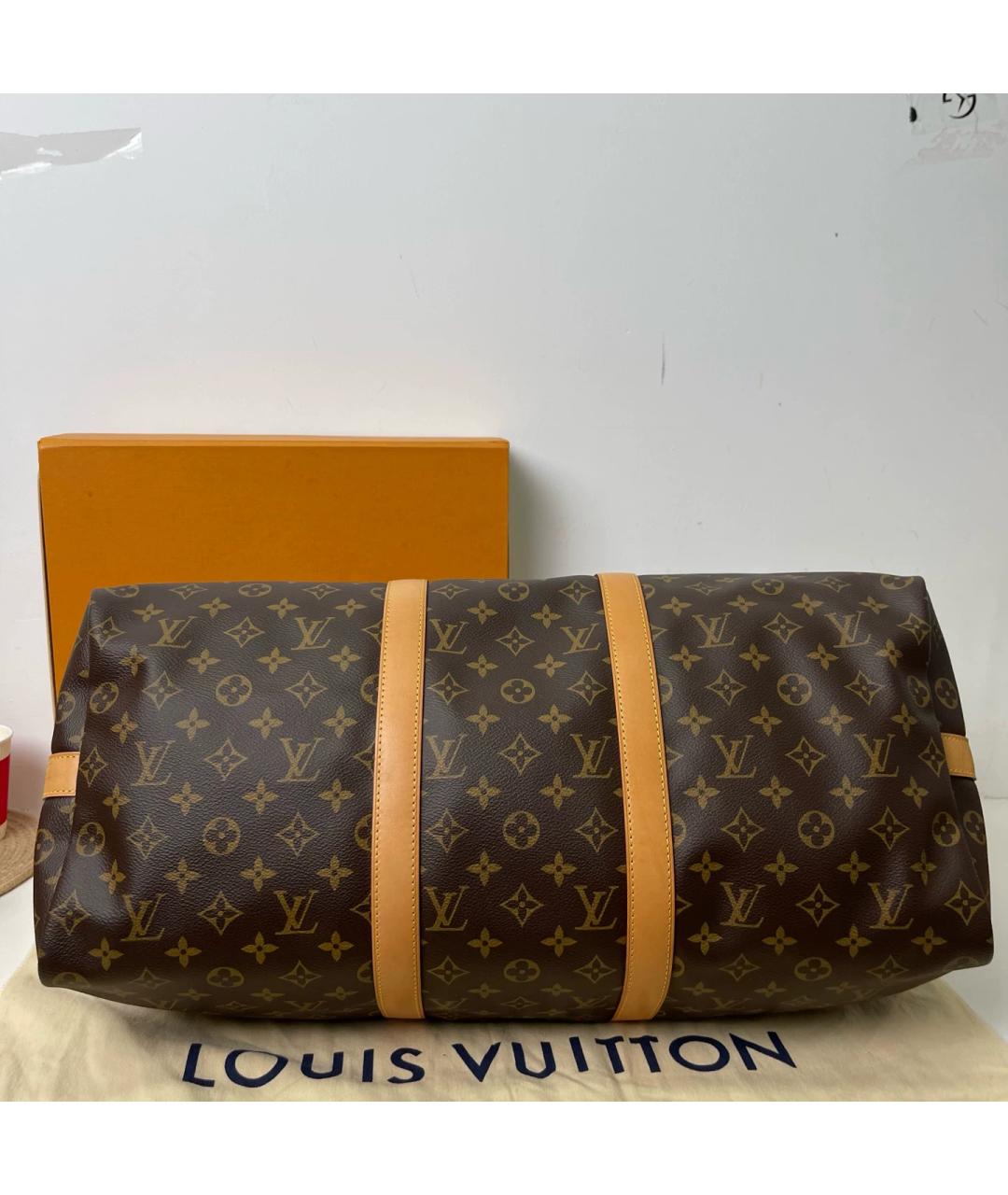 LOUIS VUITTON Коричневая дорожная/спортивная сумка из канвы, фото 3