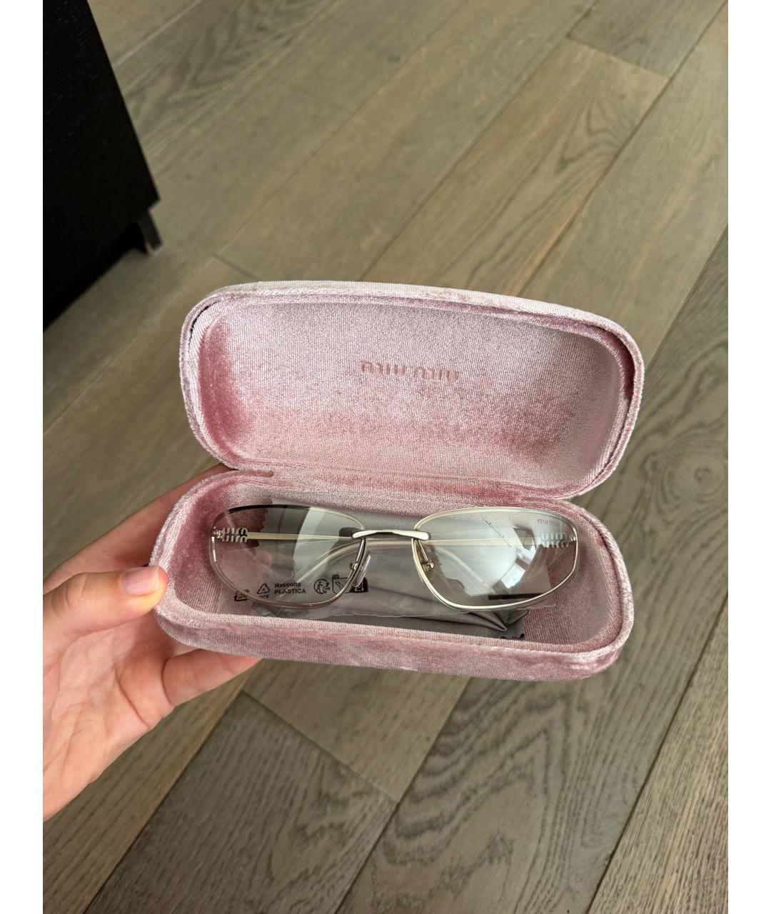 MIU MIU Серебряные металлические солнцезащитные очки, фото 5