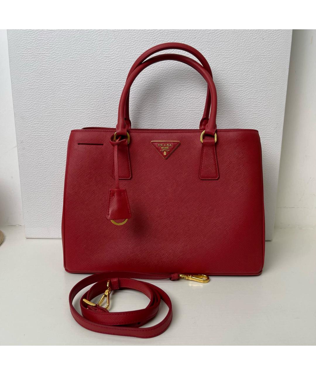 PRADA Красная кожаная сумка тоут, фото 7