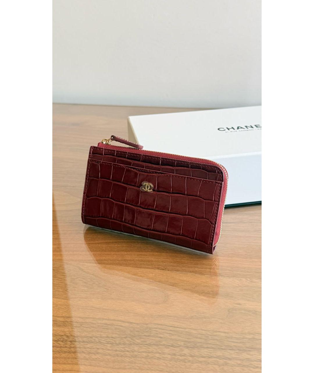 CHANEL Бордовый кожаный кошелек, фото 4
