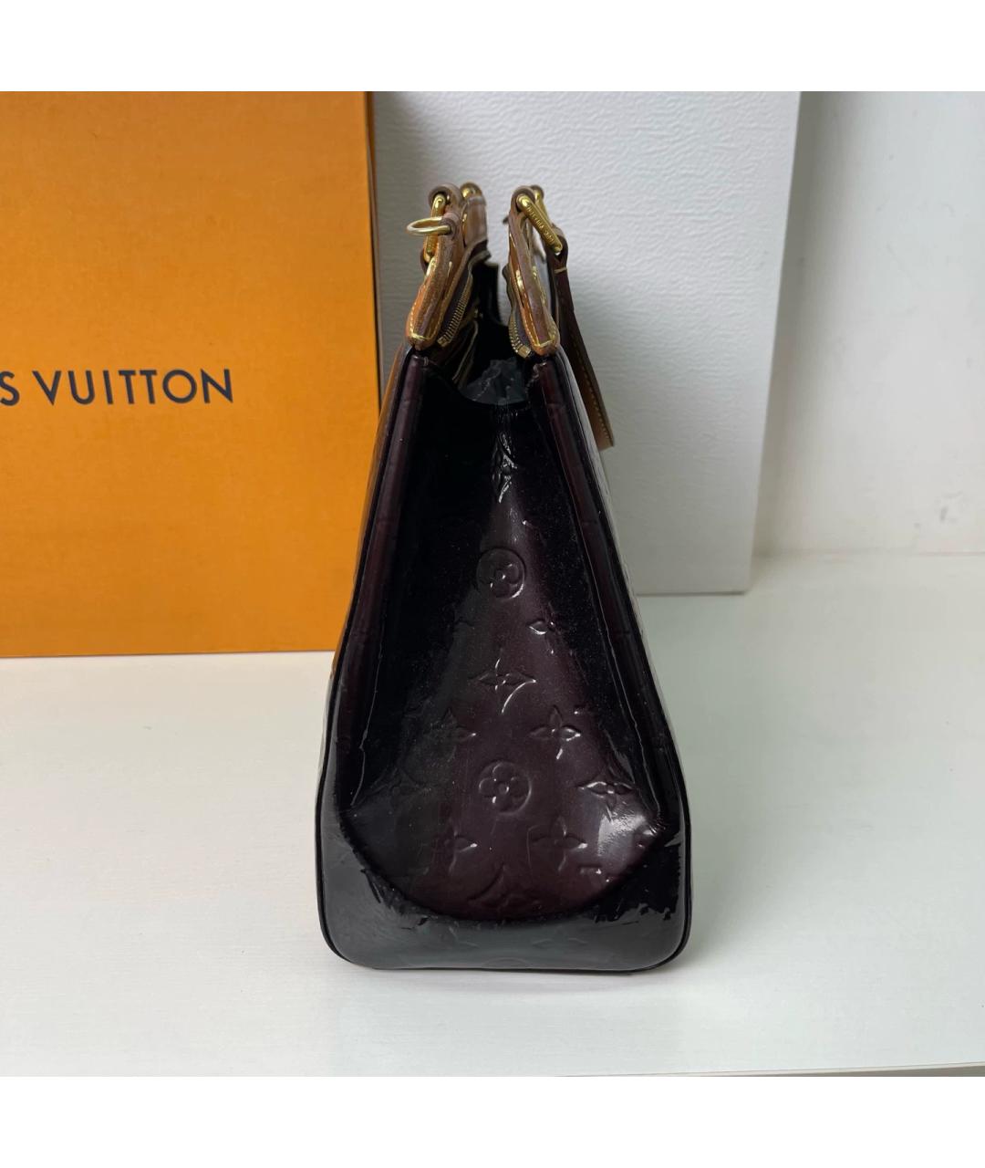 LOUIS VUITTON Бордовая сумка тоут из лакированной кожи, фото 3