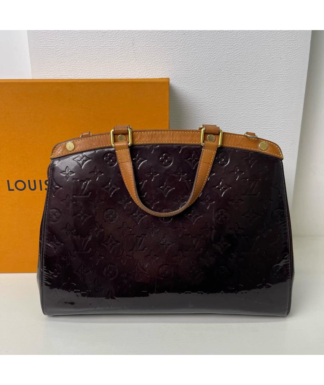 LOUIS VUITTON Бордовая сумка тоут из лакированной кожи, фото 2