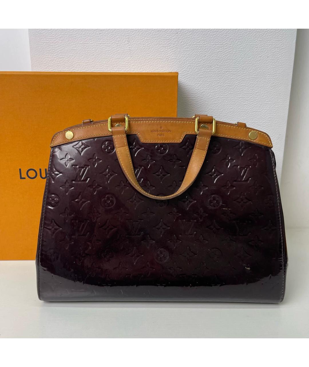 LOUIS VUITTON Бордовая сумка тоут из лакированной кожи, фото 7