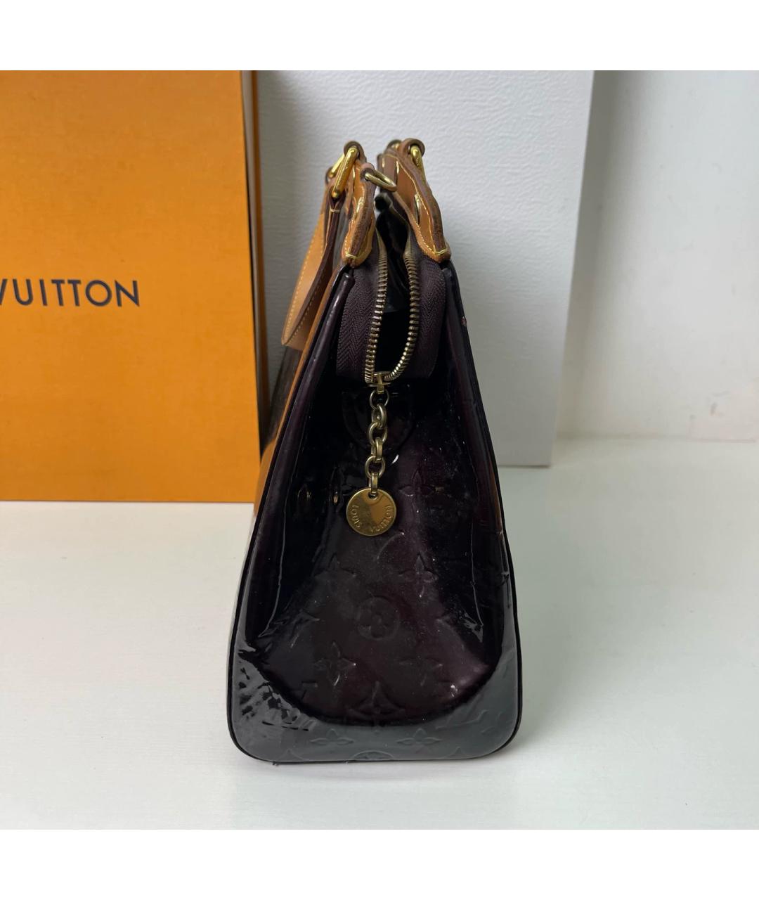 LOUIS VUITTON Бордовая сумка тоут из лакированной кожи, фото 4