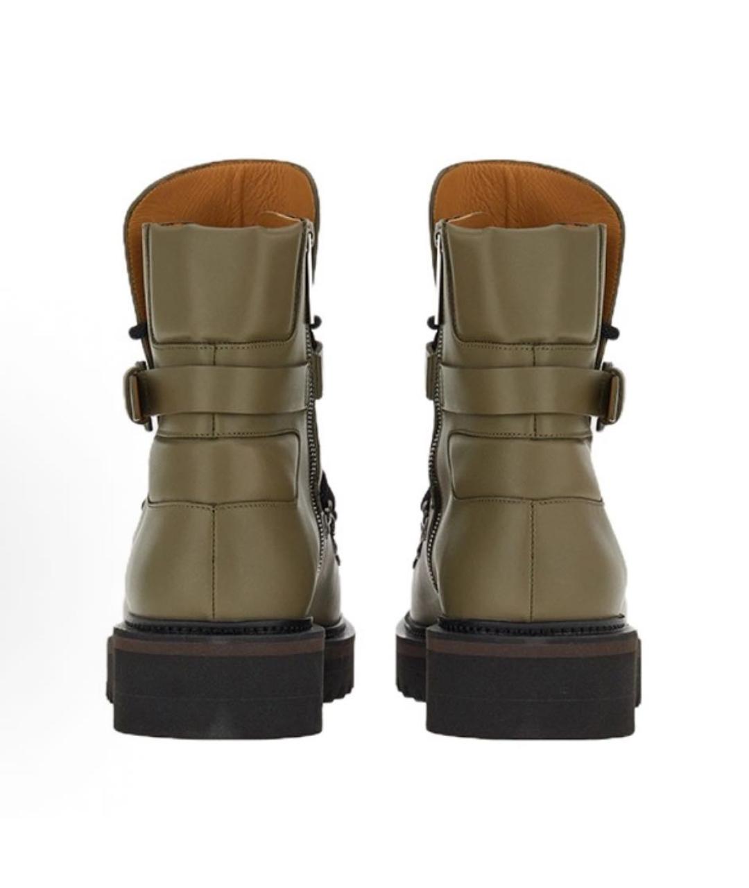 FERRAGAMO Хаки кожаные ботинки, фото 5