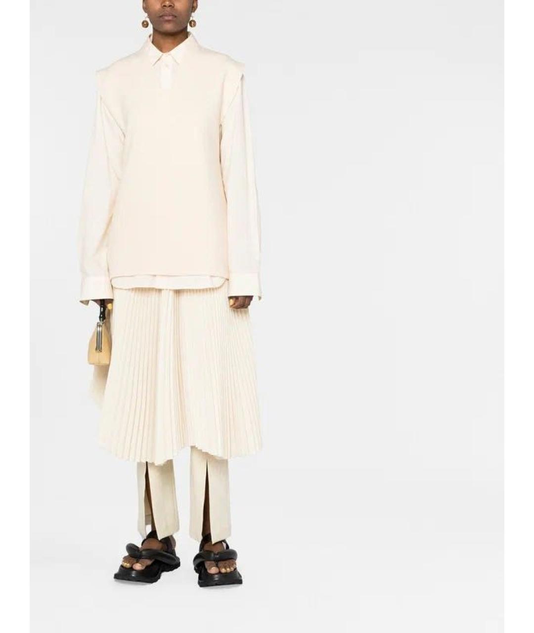 JIL SANDER Бежевая шерстяная жилетка, фото 5
