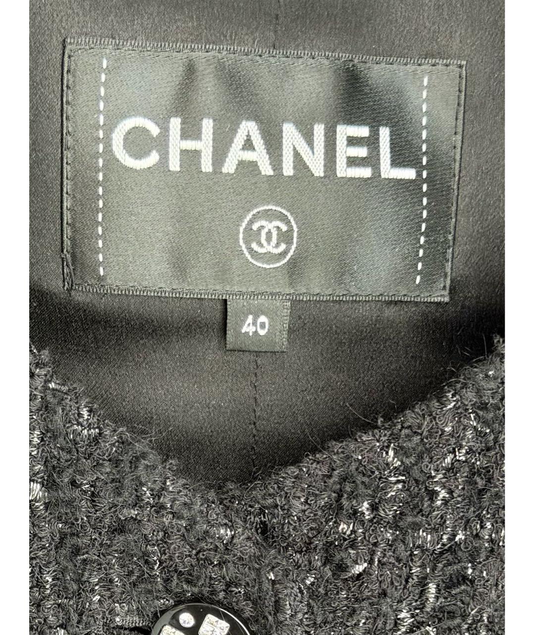 CHANEL Черный твидовый жакет/пиджак, фото 5