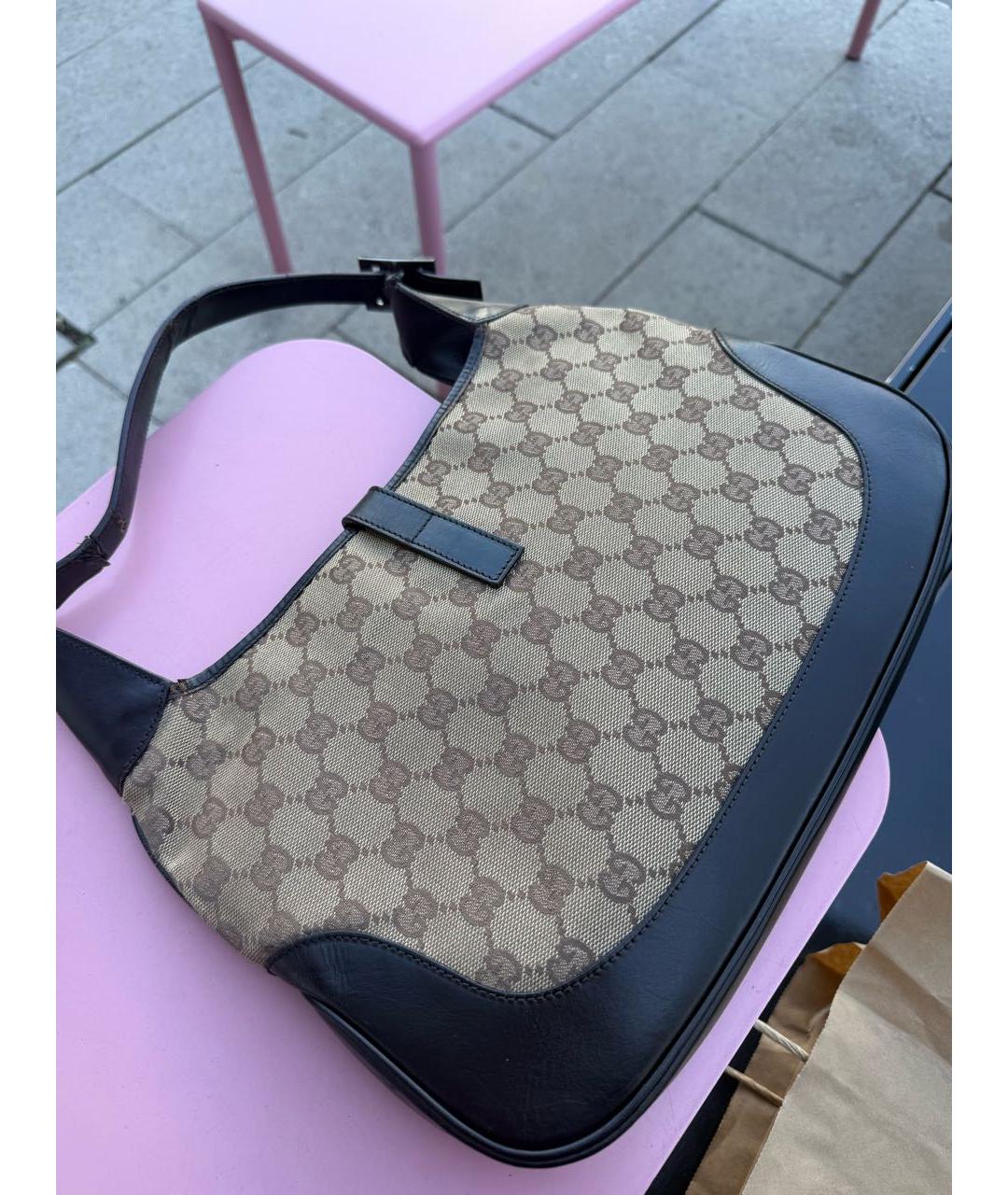 GUCCI Бежевая тканевая сумка через плечо, фото 5