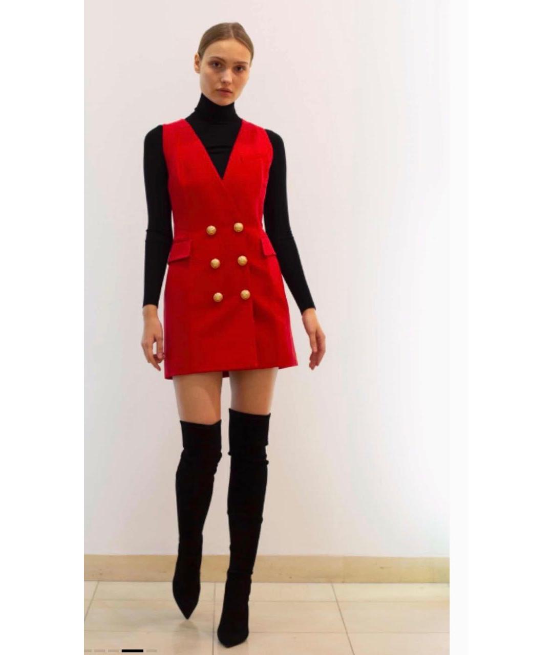 BALMAIN Красное хлопковое повседневное платье, фото 3