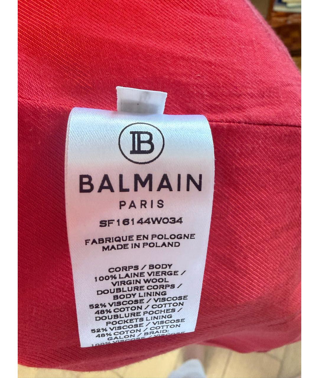 BALMAIN Красное хлопковое повседневное платье, фото 7