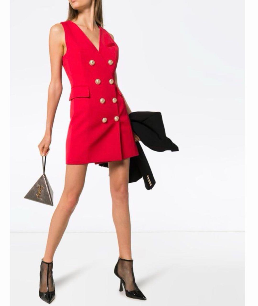 BALMAIN Красное хлопковое повседневное платье, фото 4