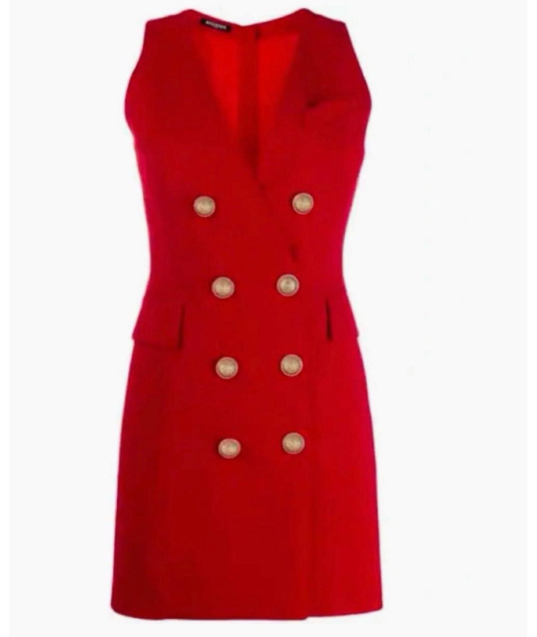 BALMAIN Красное хлопковое повседневное платье, фото 8