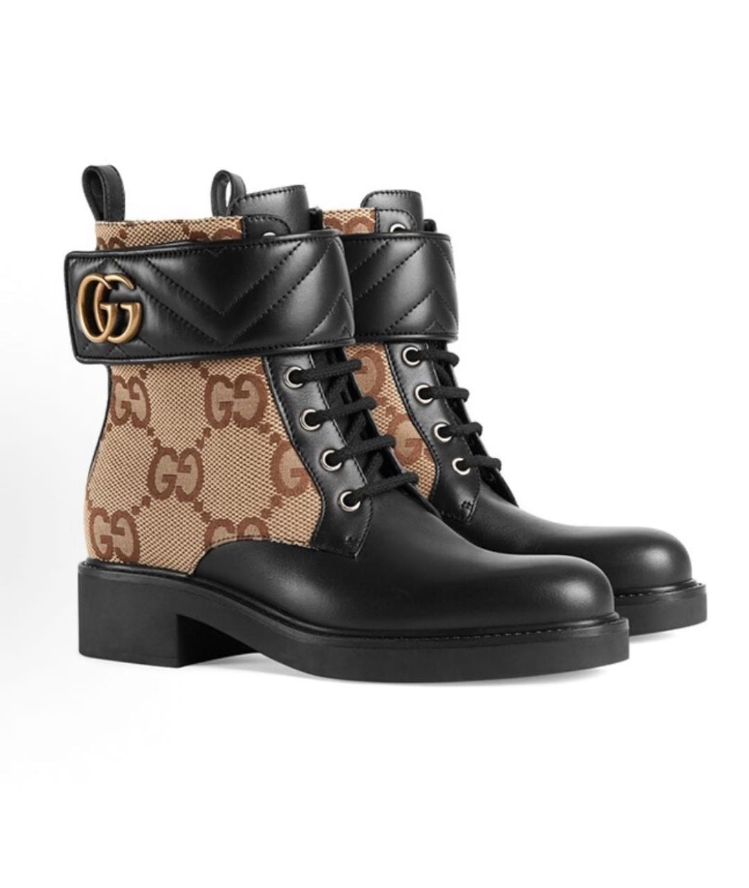 GUCCI Черные кожаные ботинки, фото 2