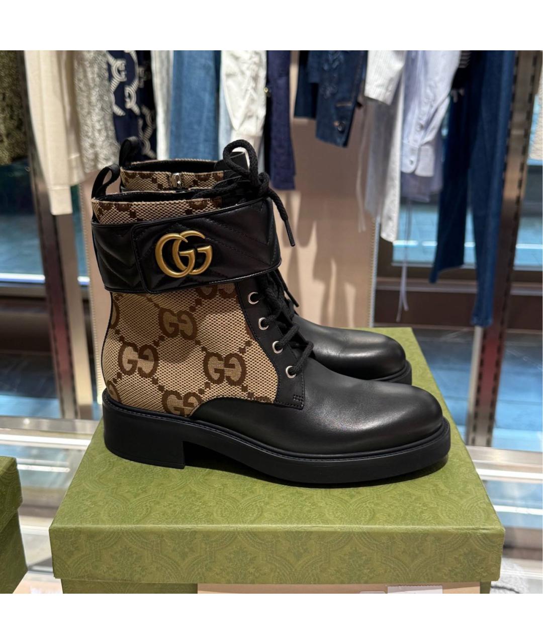 GUCCI Черные кожаные ботинки, фото 5