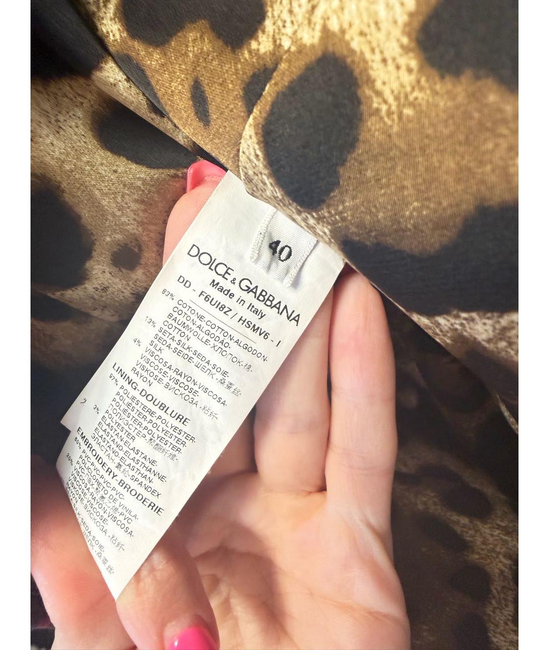 DOLCE&GABBANA Коричневое хлопковое повседневное платье, фото 3