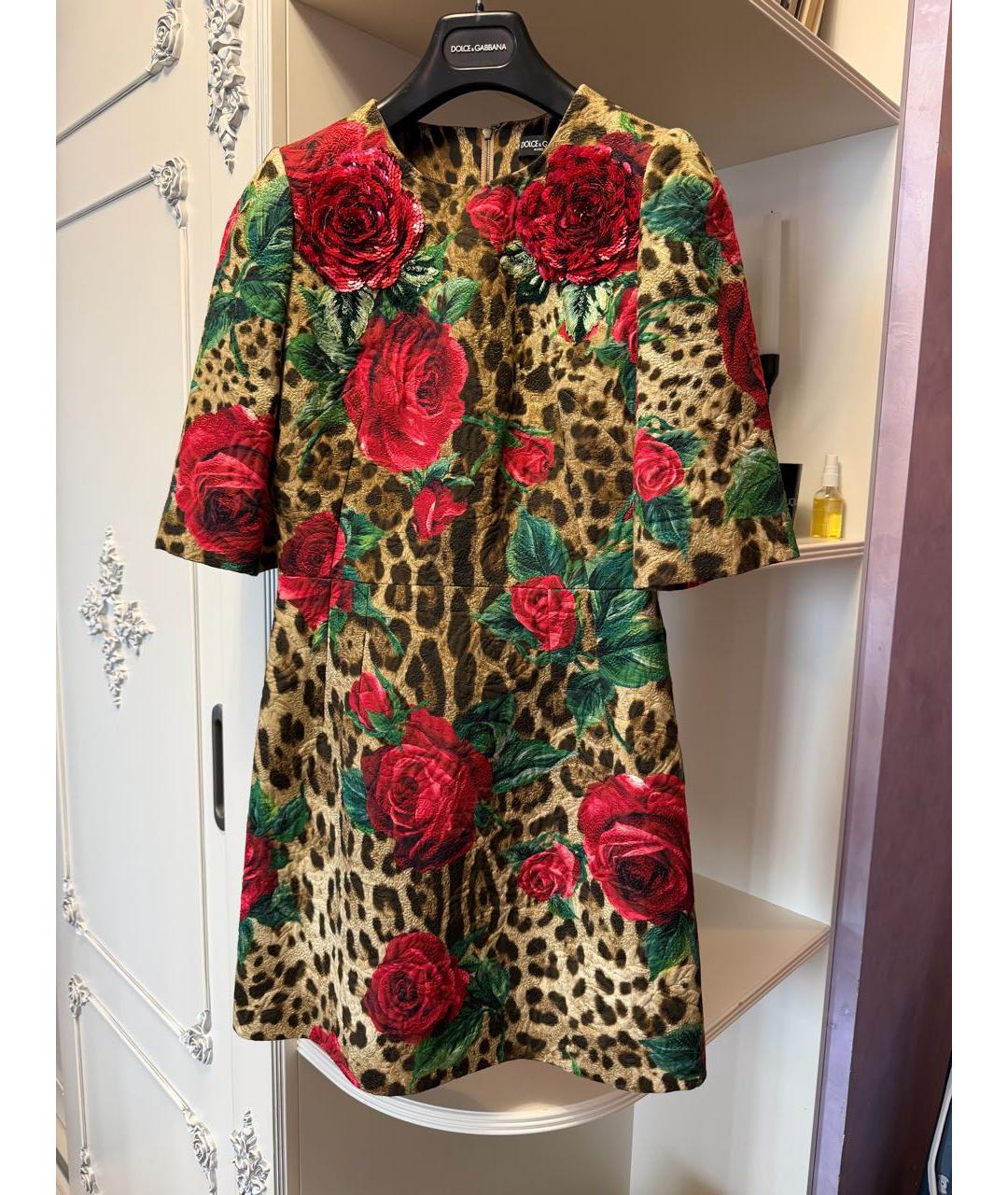 DOLCE&GABBANA Коричневое хлопковое повседневное платье, фото 4