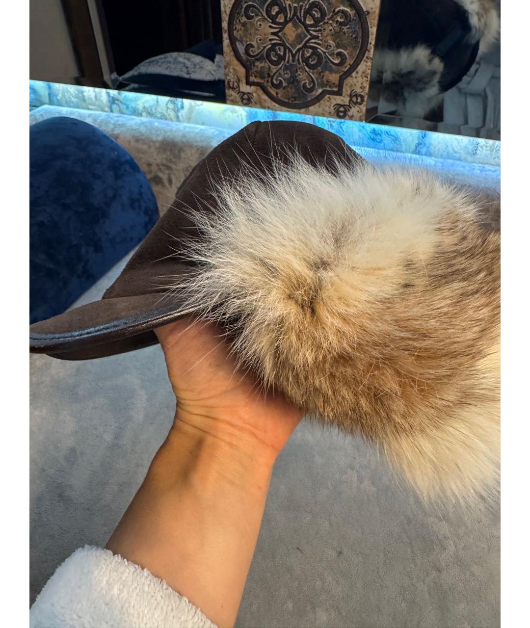 GUCCI Коричневая кожаная кепка, фото 3