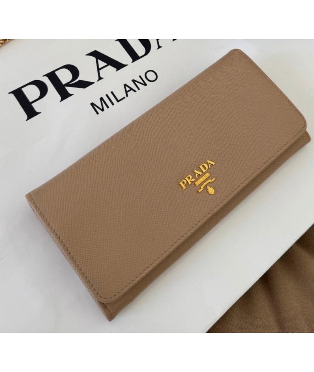 PRADA Бежевый кожаный кошелек, фото 2