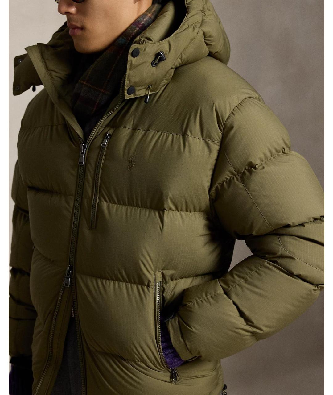 POLO RALPH LAUREN Зеленый полиэстеровый пуховик, фото 3