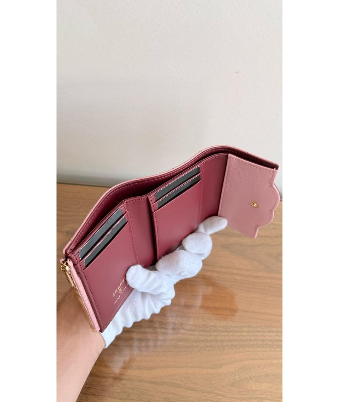 CHANEL Розовый кожаный кошелек, фото 3