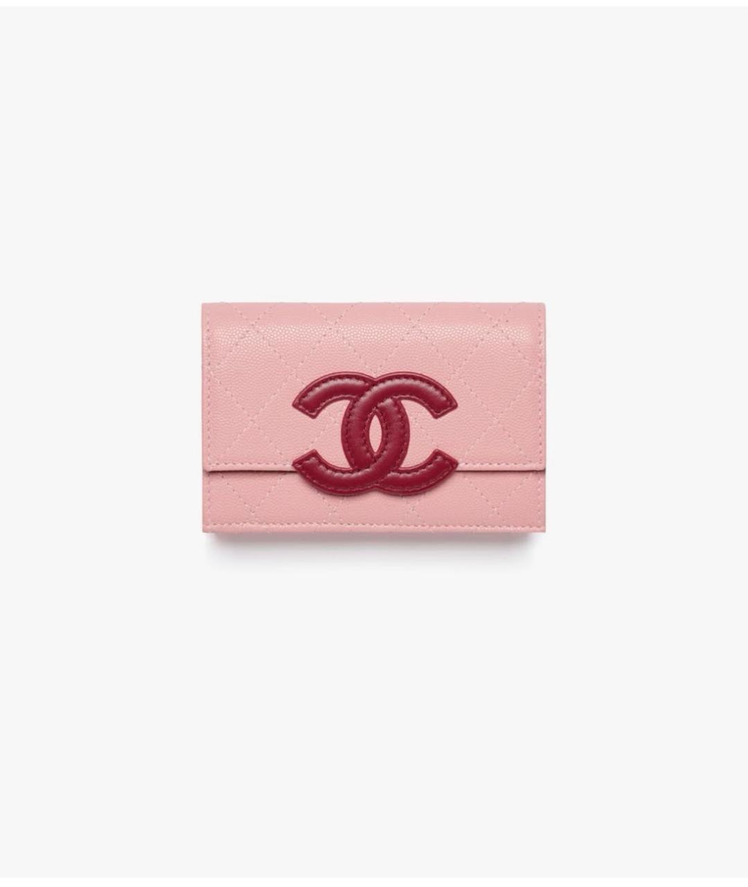 CHANEL Розовый кожаный кошелек, фото 4