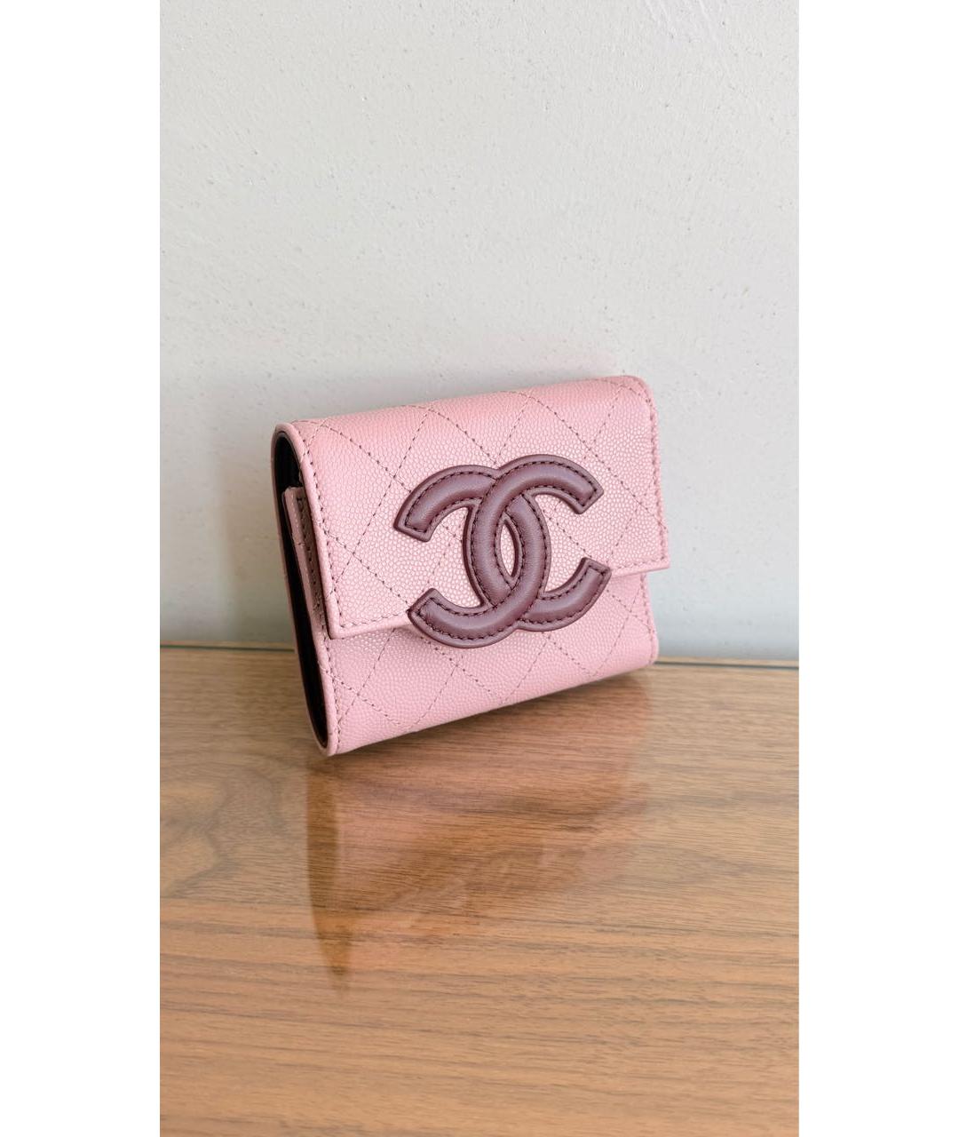 CHANEL Розовый кожаный кошелек, фото 2
