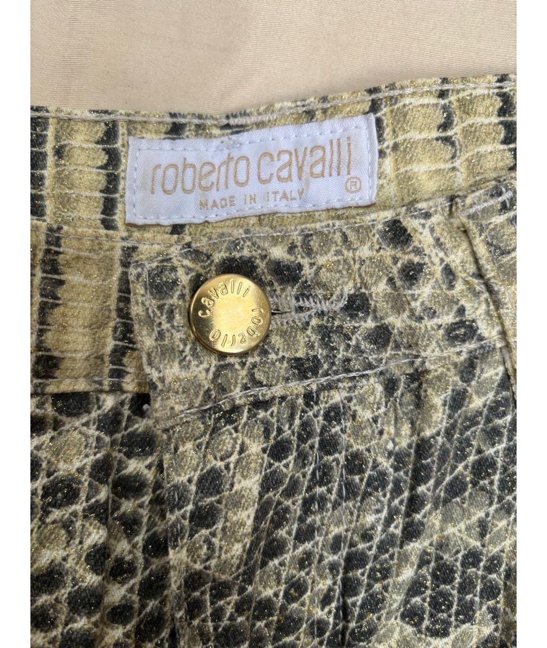 ROBERTO CAVALLI Бежевые хлопко-эластановые прямые джинсы, фото 4