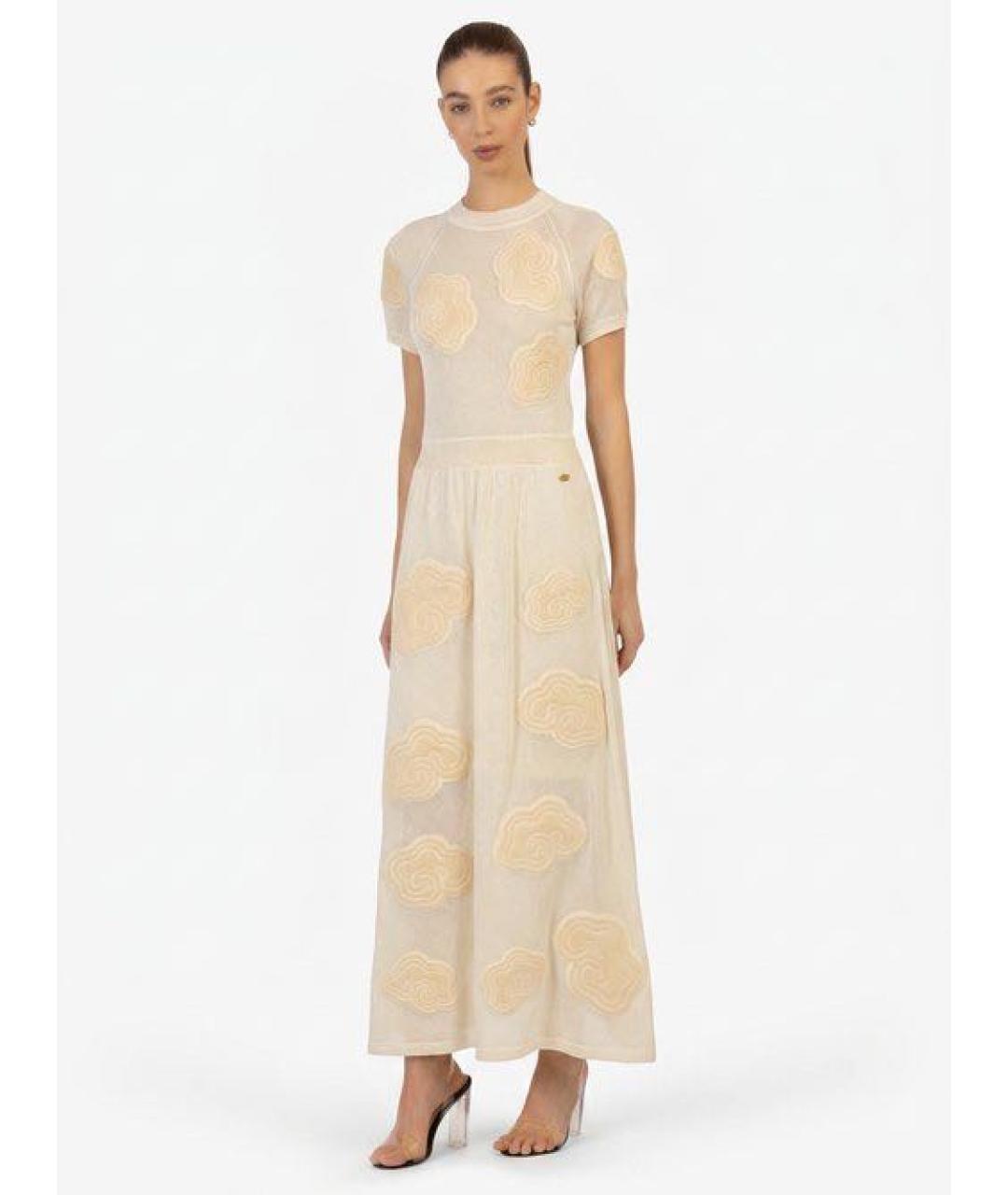 CHANEL Бежевое хлопковое коктейльное платье, фото 4
