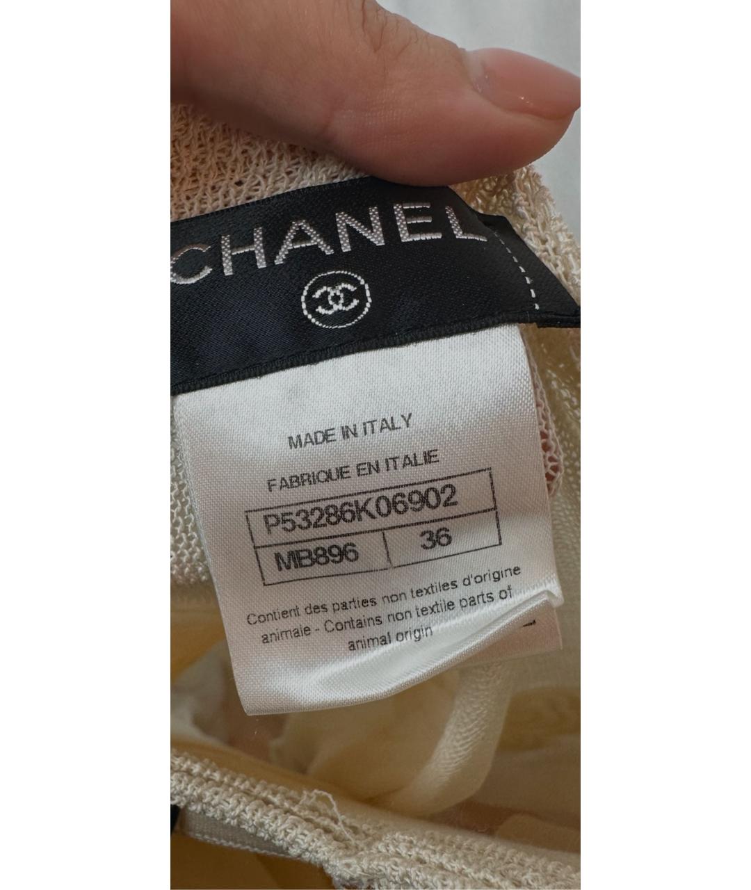 CHANEL Бежевое хлопковое коктейльное платье, фото 3
