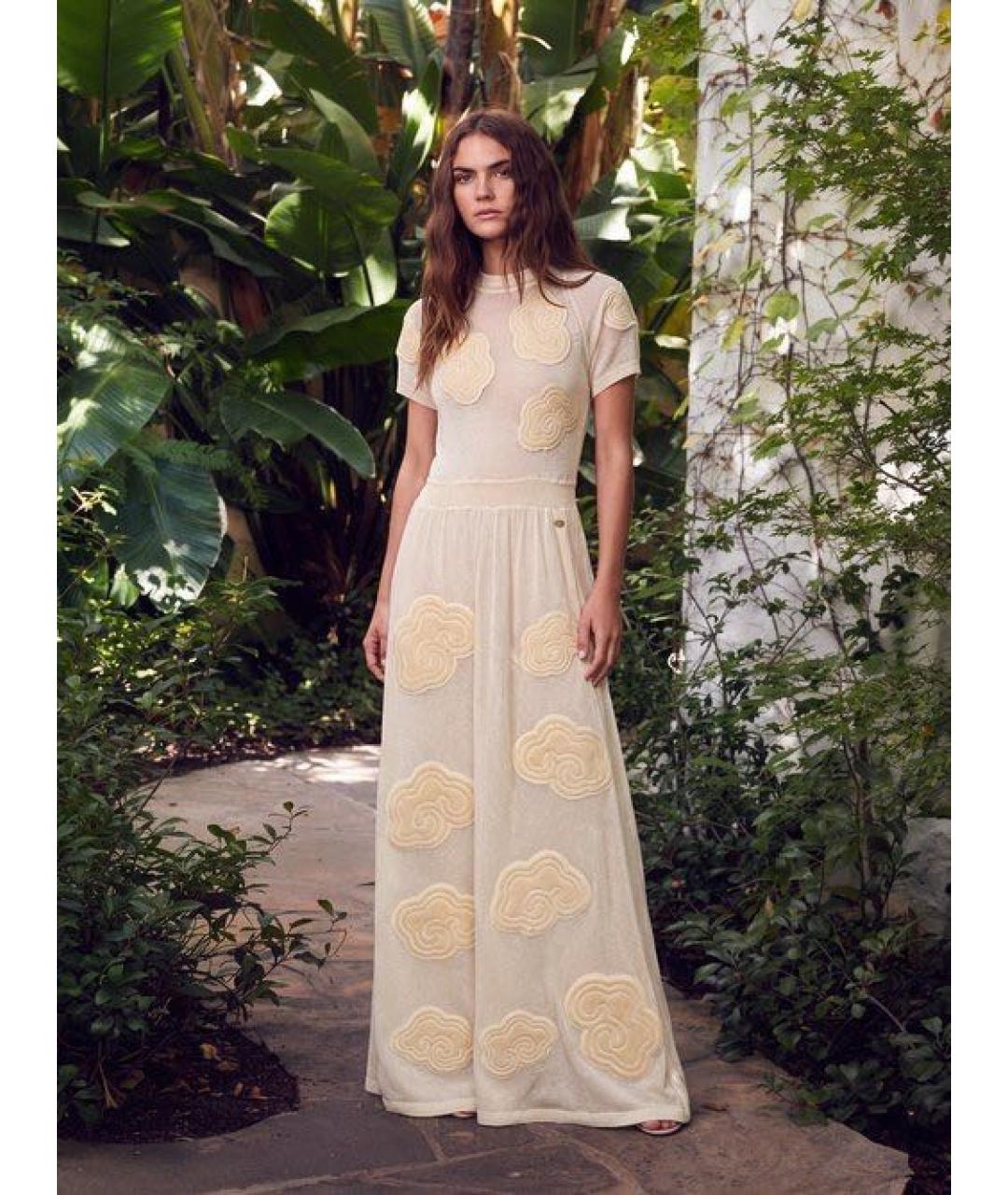 CHANEL Бежевое хлопковое коктейльное платье, фото 5