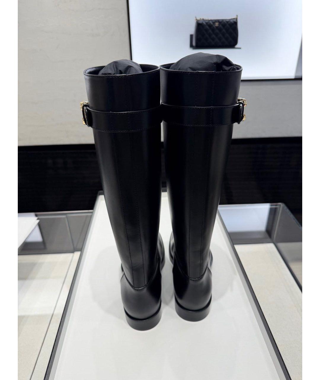 CHANEL Черные кожаные сапоги, фото 4