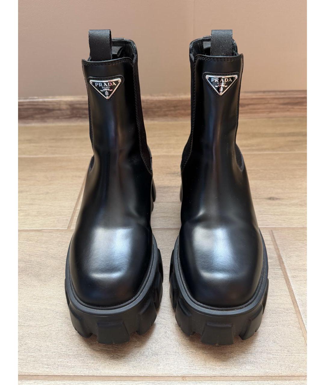 PRADA Черные кожаные ботинки, фото 2