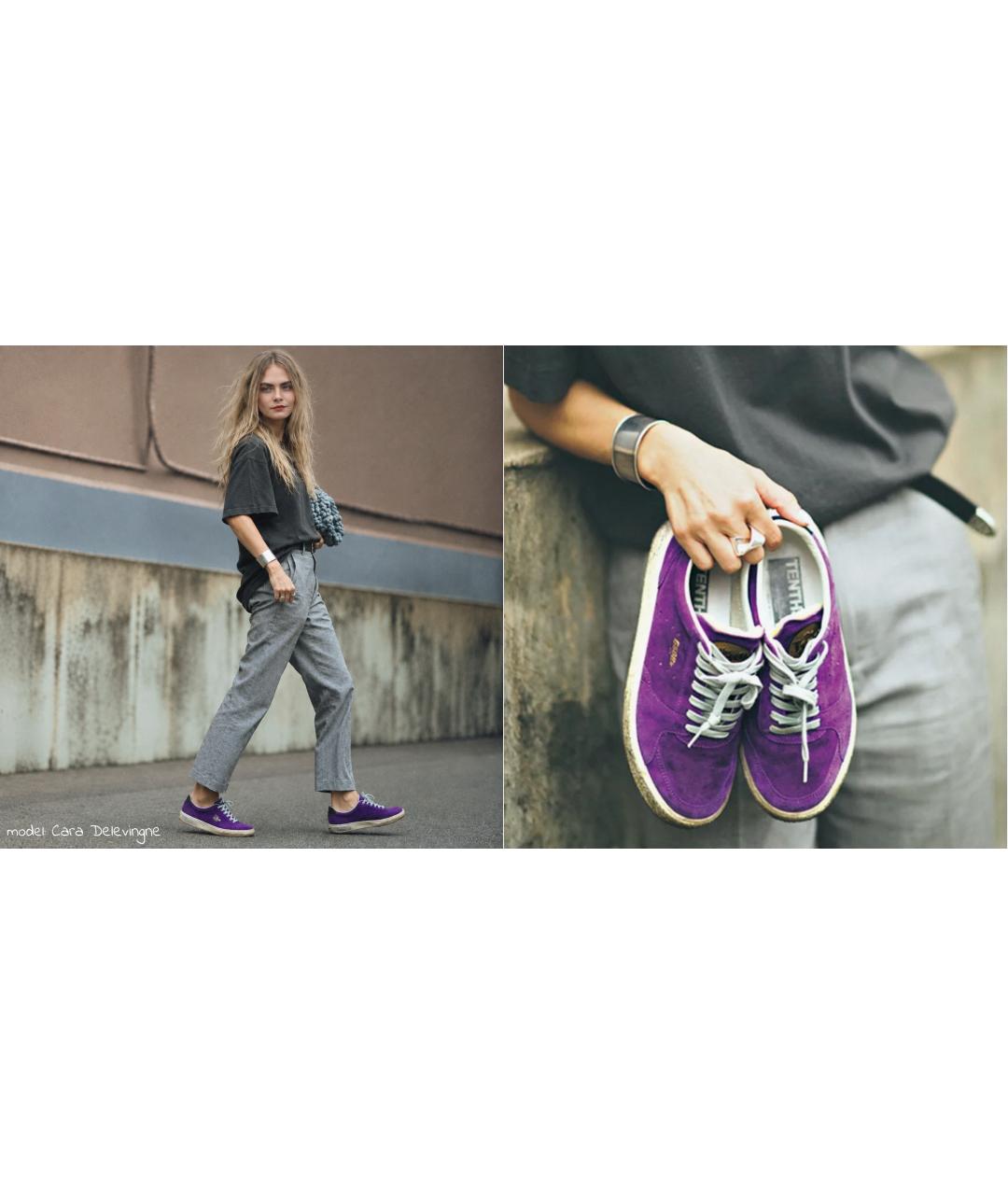 GOLDEN GOOSE Фиолетовые кожаные кеды, фото 8