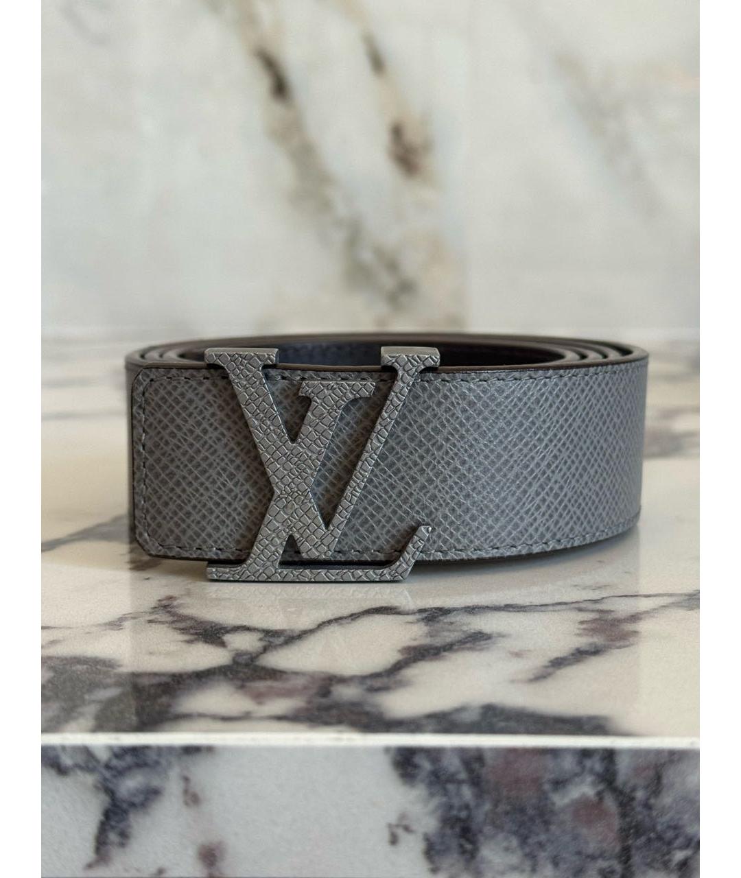 LOUIS VUITTON Серый кожаный ремень, фото 7