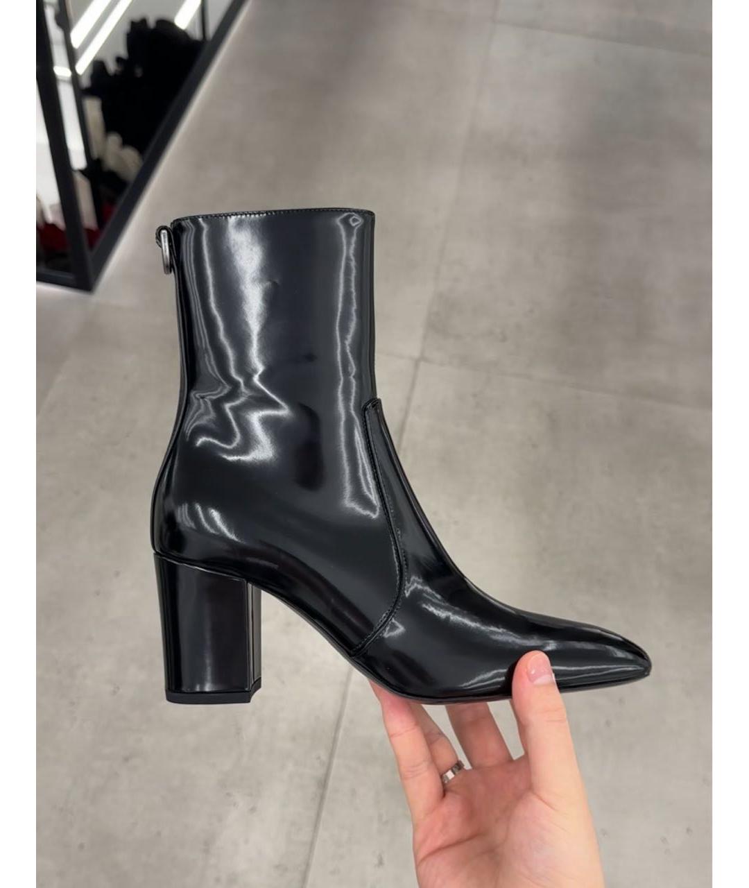 SAINT LAURENT Черные полусапоги из лакированной кожи, фото 4